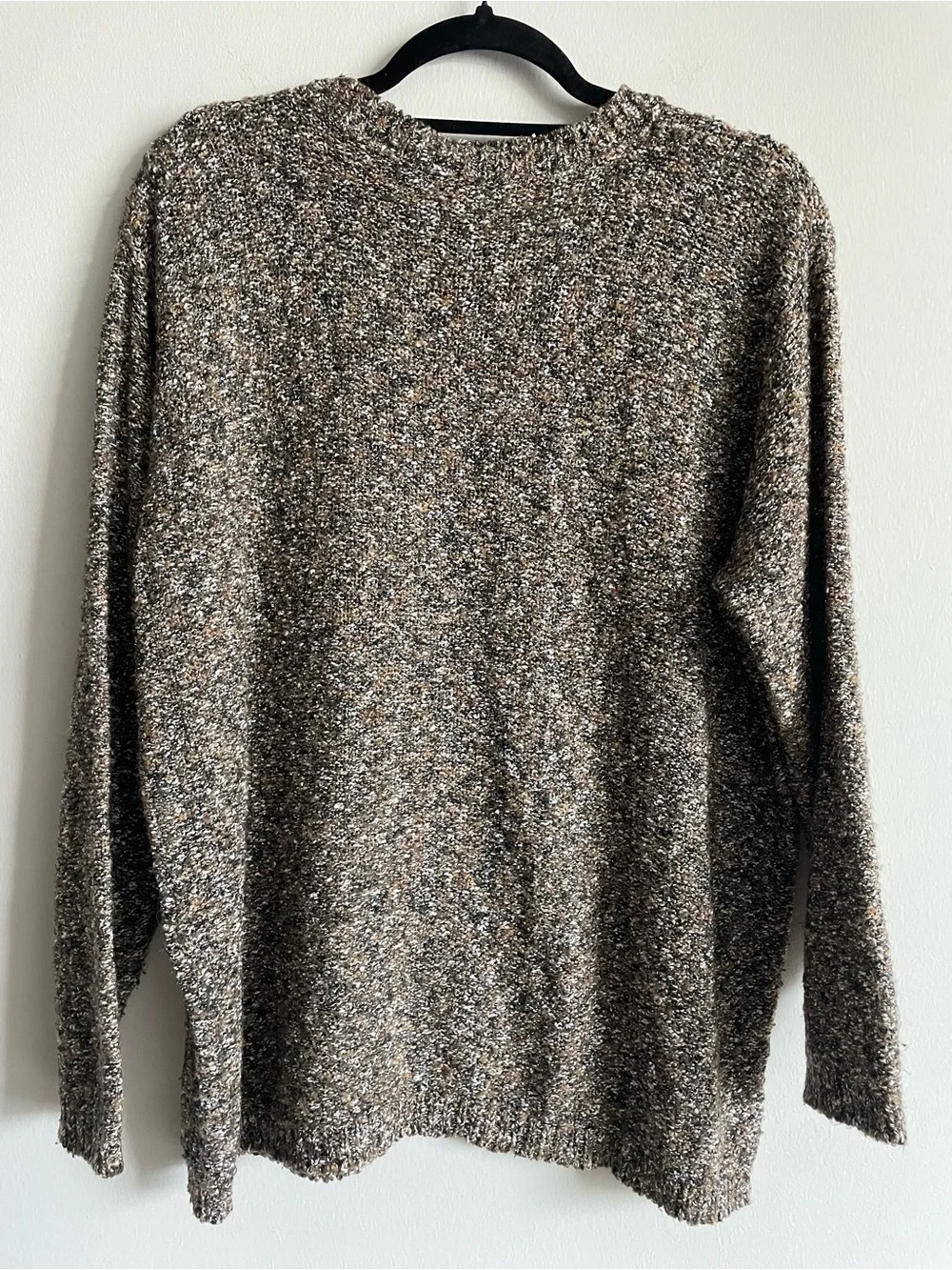 Vintage 90s Knit Street Crewneck Sweater Brown Textured Lightweight Coastal M